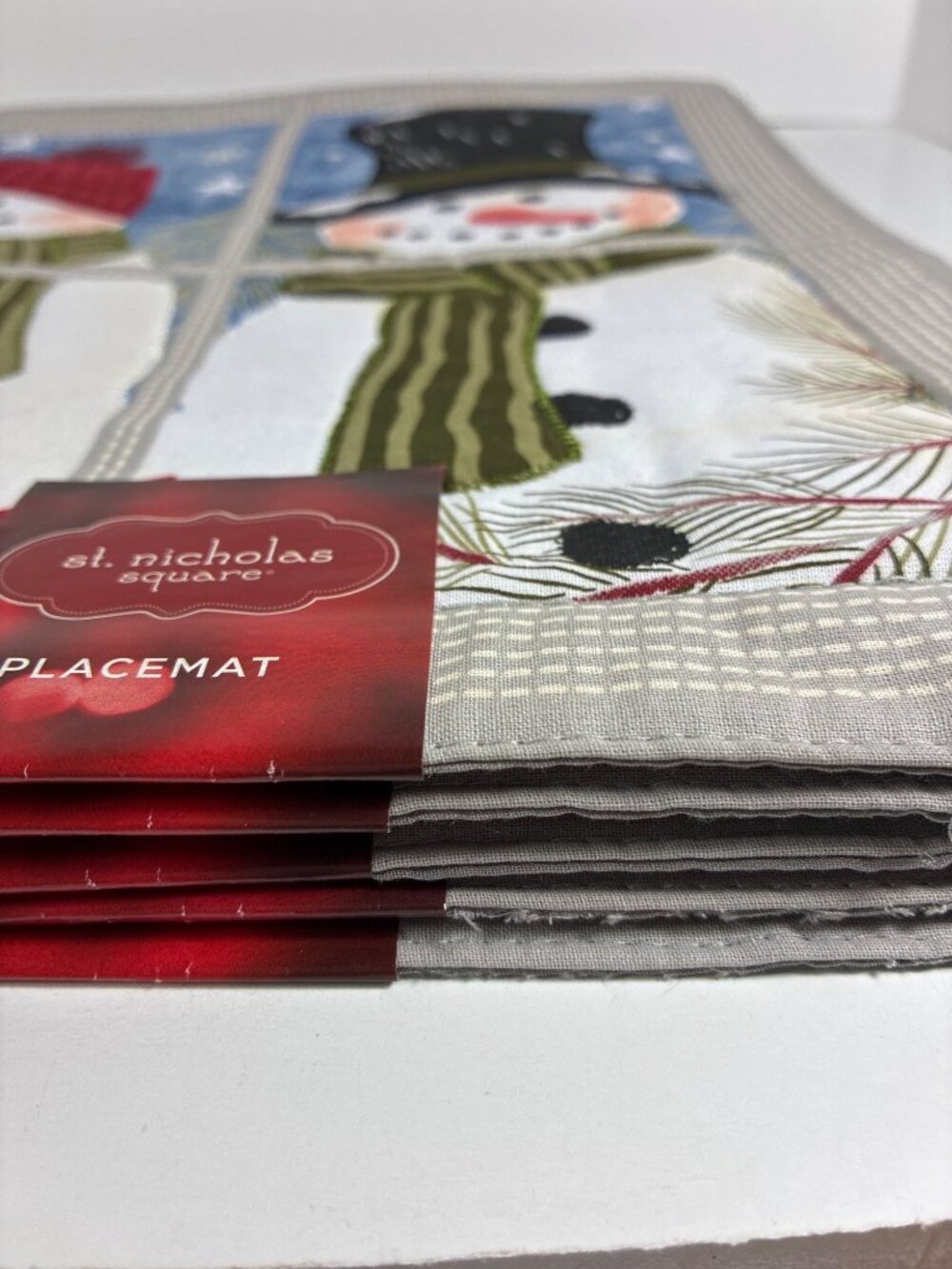 St Nicholas Square Snowman Christmas Placemats Set of 6 NWT - Picture 10 of 14